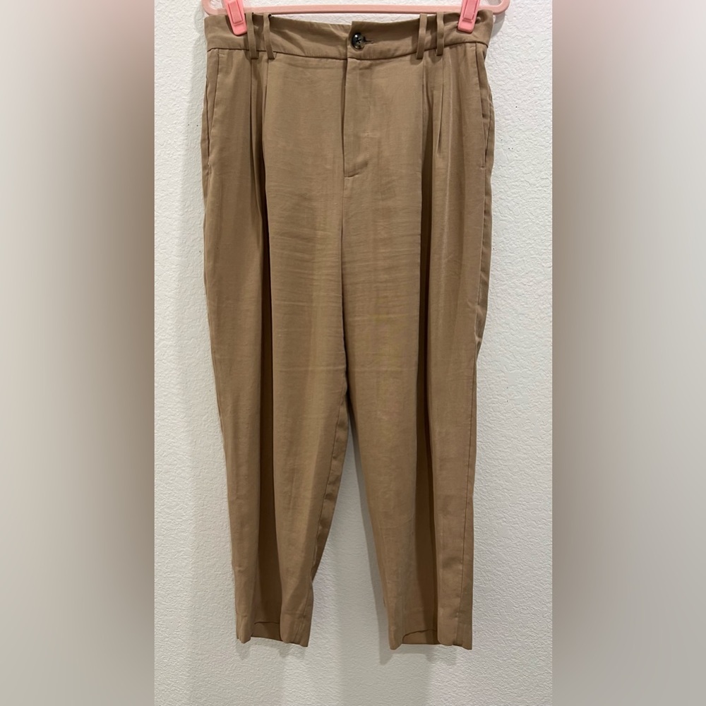 ZARA TAN‎ PLEATED DRESS PANTS SIZE LARGE